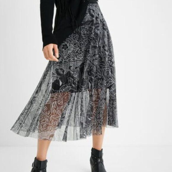 Desigual Women's Fabiola Pleated Midi Skirt - Picture 4 of 14